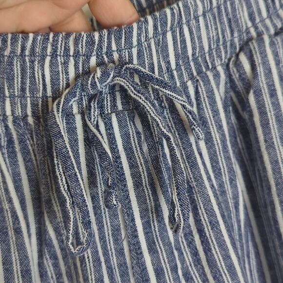Beachy Loungewear Linen Rayon Striped Pull-on Straight Wide Leg Pants Women's L - Picture 7 of 10
